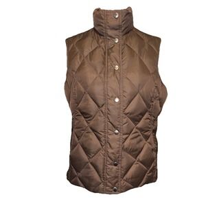 Lands' End Womens Medium 10-12 Chocolate Brown Puffer Vest 80% Down 20% Feathers
